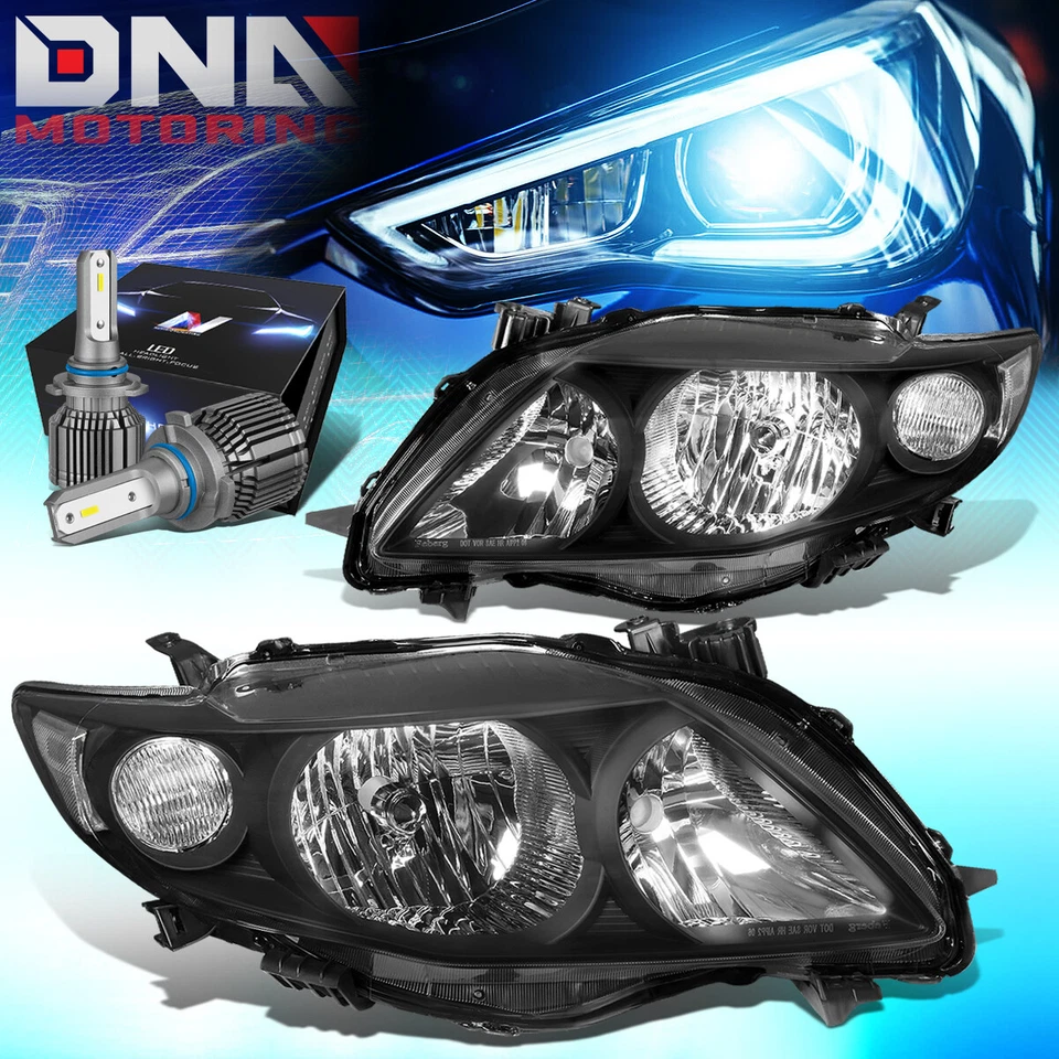PARA TOYOTA COROLLA E140 2009-2010 FARO LÁMPARA CON KIT LED OCULTO + VENTILADOR DE REFRIGERACIÓN NEGRO Foto 1 de 4