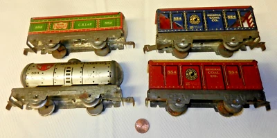 Marx 6 Inch 4 Wheel Chrome Frame Freightcars - 552, 553, 554, 554 - T&S - Image 1 of 4