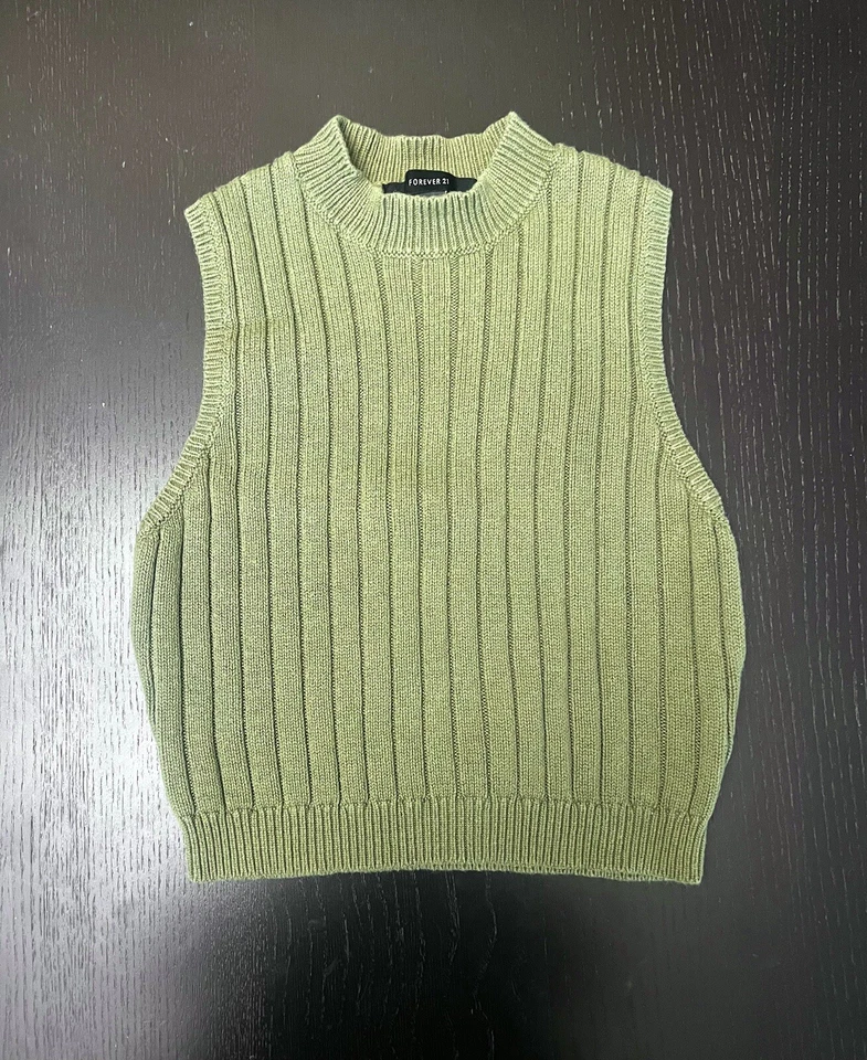 Colete suéter sem mangas Forever 21 tamanho S verde oliva - Imagem 1 de 1