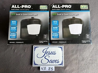 2- NEW COOPER ALL-PRO FES0650LPC BRONZE LED 13 W PORCH LIGHT PHOTO CONTROL - Image 1 of 2