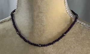 Collar de plata de ley con cuentas amatista - 16,5 pulgadas de largo - Imagen 1 de 11