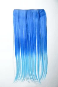 Extension Hair Clip-In 5 Clip Smooth Bi-Coloured Ombre Blue 60cm Length - Picture 1 of 3