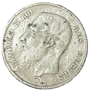 1870 BELGIUM SILVER 5 FRANCS 5F LEOPOLD II ungraded - Picture 1 of 2