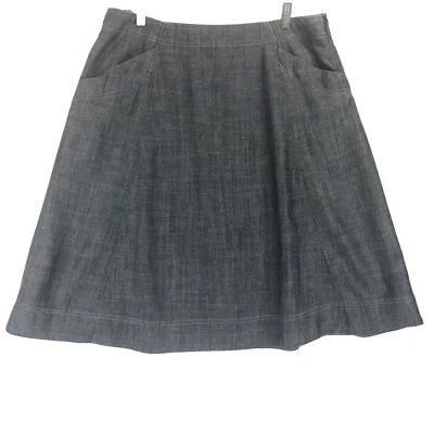 Falda para mujer LL Bean mezcla de lino 14 regular calce clásico gris recta 2 bolsillos Foto 1 de 4