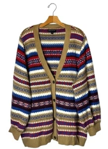 Suéter Lane Bryant Mujer 26 Tostado Tejido Cuello en V Botón Frontal Fair Isle Cárdigan - Imagen 1 de 11