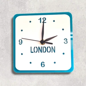 Family & Friends Names or Places Square Three Time Zones Clocks, Custom Colours - Picture 1 of 5