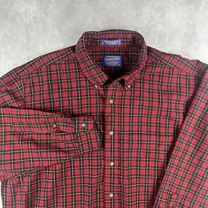 Camicia uomo vintage Sir Pendleton con bottoni rosso a quadri tartan lana vergine taglia XL - Foto 1 di 9