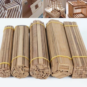 10PCS Bamboo Rods Wood Sticks Building Model Material DIY Craft Wooden Pieces - Picture 1 of 17