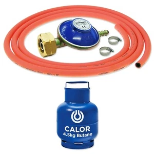 GAS BARBECUE BOTTLE REGULATOR 3m ORANGE FLEXIBLE HOSE 21mm SCREW ON 30mbar BBQ - Picture 1 of 24