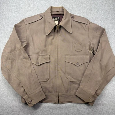 Vintage 1950s Capitol Uniforms Sheriff Jacket Mens S Ike Style Brown Twill FLAW - Image 1 of 4