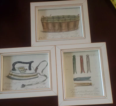 TRIO OF LAUNDRY ROOM DECOR K. SPICHER PRINTS FRAMED PICTURES - Image 1 of 4