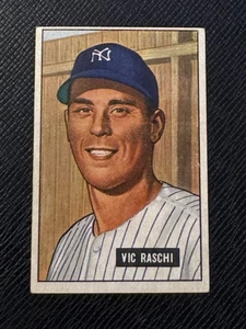 Tarjeta de béisbol Bowman 1951 #25 Vic Raschi New York Yankees excelente - Imagen 1 de 2