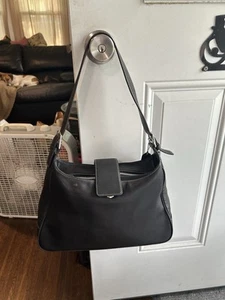Vintage Coach Hampton Black Leather/White Stitching Y2K Hobo Shoulder Bag - 7783 - Bild 1 von 9