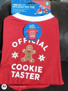 Vibrant Life Holiday Pet Tee, Official Cookie Taster, Size S - Picture 1 of 2
