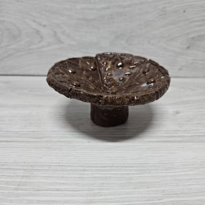 Unsigned Studio Pottery Brown Ceramic Rustic Textured Trinket Dish Ornament  - Image 1 of 4
