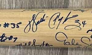 WALTER PAYTON Hank Aaron + KAREEM Jabbar Michael Jordan ? +HOFers Signed Bat JSA - Picture 1 of 19