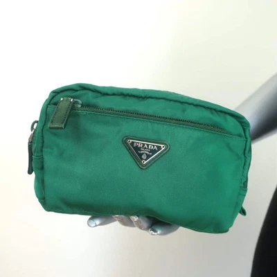 Bolso de cosméticos Prada Tessuto bolsillo frontal verde esmeralda nailon bolsa pequeña Foto 1 de 4