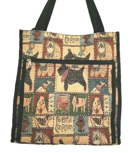 Borsa arazzo cane stile vintage tutti i giorni manico superiore tote shopper tasche portamonete - Foto 1 di 15