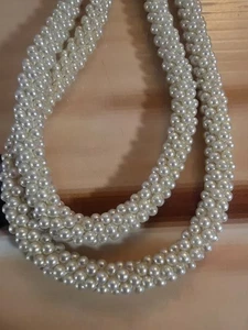 Mini Pearl Cluster Beaded Rope Double Over Necklace 48" Long Beautiful! - Picture 1 of 5