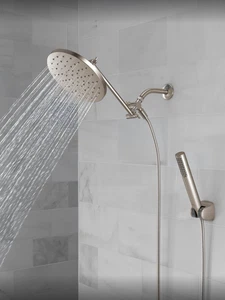 Delta 75107SN 8" Adjustable Rain Shower & Handheld – Brushed Nickel NOB - Picture 1 of 8