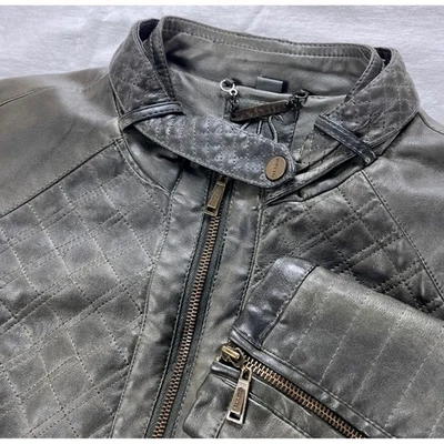 Chaqueta de motociclista Odyn acolchada de cuero sintético verde oliva para mujer - talla S Foto 1 de 4