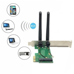 Wireless Wifi Network Card Mini PCI-E To PCI-E 1x Desktop 2x Adapter ♈ - Bild 1 von 8