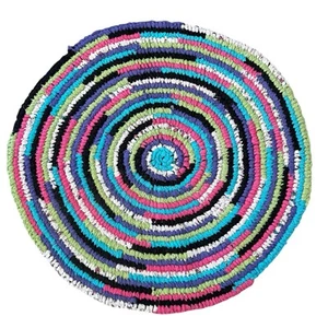 Kids Fun Bright Colorful Rag Rug 37" Round Boho Home Decor Handmade - Picture 1 of 3