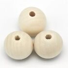 5 Natural Round Wooden Beads 40mm Untreated Plain Wood Large Hole Wood Beads