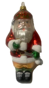 Geblasenes Glas GOLFEN SANTA Golf spielen Weihnachtsbaum Schmuck Tasche Schläger - Bild 1 von 3