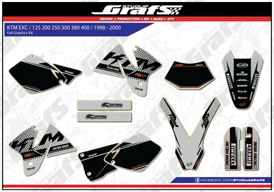 1998 1999 2000 Graphics Kit For KTM EXC 125 200 250 300 380 400 Decals Stickers Foto 1 de 4