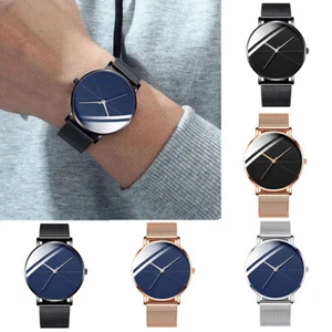 Men's Quartz Watch Ultra Thin Mesh Strap Stainless Steel Ultra Thin Simple - Picture 1 of 22