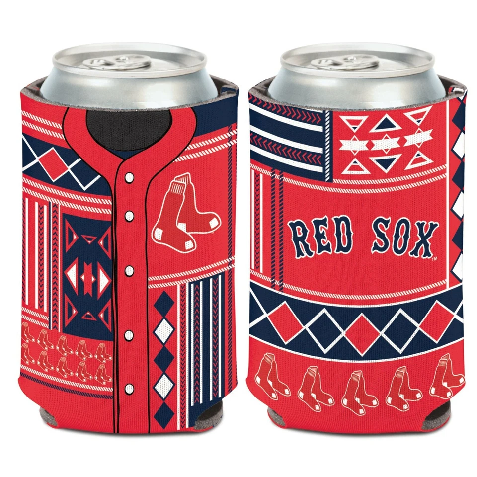 BOSTON RED SOX 2 SIDED COLOR BLOCK CAN COOLER/KOOZIE NEW AND OFFICIALLY LICENSED - Image 1 of 1