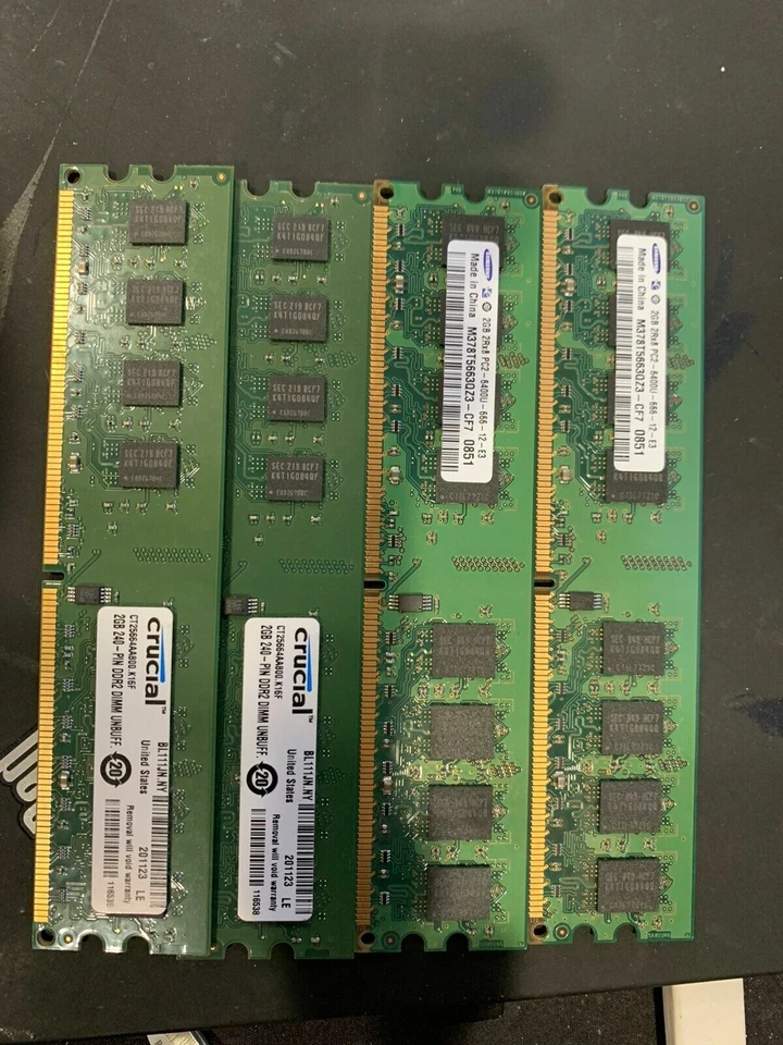 Crucial 2GB DDR2 800MHz PC2-6400 240-Pin non-ECC Unbuffered Dual Rank DIMM Deskt - Image 1 of 1