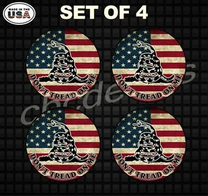 Dont Tread On Me American Flag Set of 4 Center Cap Decals Covers for Truck 3.5" - Picture 1 of 3