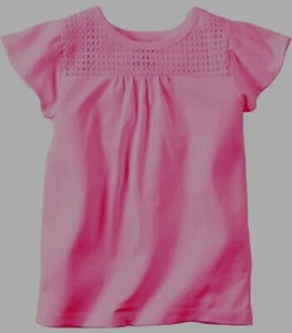 NEW Carter's Girl Neon Pink Lace Crochet Flutter Sleeve Top T-Shirt Sz 5T - Picture 1 of 3