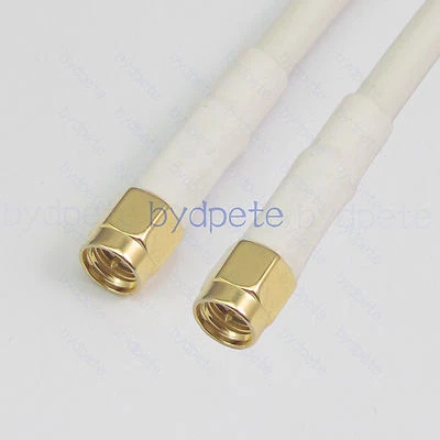 Male SMA to Male SMA Plug RG58 White Cable RG58U Coax Coaxial Any Long inch Lot - Image 1 of 4