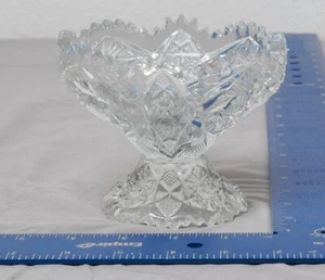 NUCUT Crystal Cut Glass Pedestal Compote Bowl 4" High Vintage - Picture 1 of 9