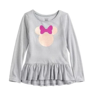 Disney Jumping Beans Girls Minnie Mouse Bow Long Sleeve Peplum Top Size 6X - Picture 1 of 6