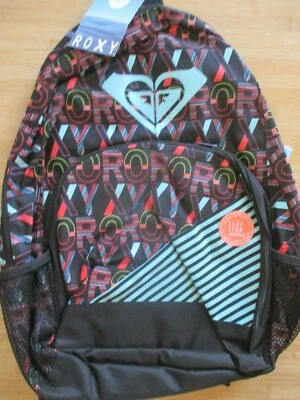 NEW ROXY BACKPACK BOOK SCHOOL STUDENT Laptop Tablet Pouch Black Multi Glam Squad - Image 1 of 2