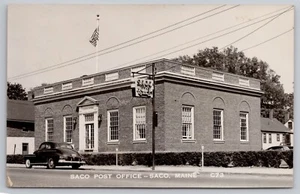 1950s RPPC Saco, Maine Post Office Main St (Bang & Bos RPO) York County Postcard - Picture 1 of 5