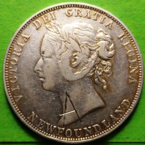 CANADA (Terranova) 50 Centavos, 1898, MBC, Ag, Anv. Graffiti. Escasa. - Imagen 1 de 2