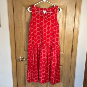 Vintage ESPRIT Sport Red Circle Print Drop Waist Sleeveless Dress Large - Picture 1 of 6