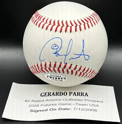 Gerardo Parra TRISTAR Tesoros Ocultos MLB Autógrafo Béisbol Diamondbacks Automático Foto 1 de 2