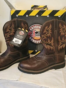 NEW Boots " Justin " Mens Stampede Round toe work boot sz 12 D WK4694 Waterproof - Picture 1 of 20