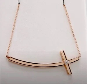Sideways Cross Diamond Necklace 14K White Yellow Rose Gold Platinum Sterling - Picture 1 of 6