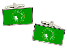 African Union Flag Cufflinks in Chrome Gift Box