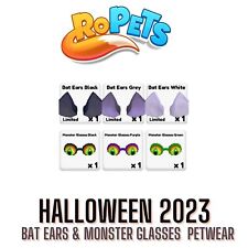 Collection d'animaux de compagnie RoPets Halloween 2023 - oreilles de chauve-souris, lunettes monstre