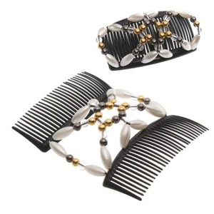 Handmade Stretch Magic Hair Comb Double Comb Beaded Hair Clip Elastic Hairpin - Picture 1 of 15