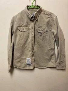 Carhartt Shirt Womens Large Khaki Flame Resistant FR Twill LS Work Shirt - Picture 1 of 7
