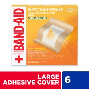 Band-Aid Adhesive Covers with Neosporin – Large Wound Care, 6 Count - Picture 1 of 5